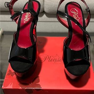Pleasers Aspire Sandals With Red Chrome
